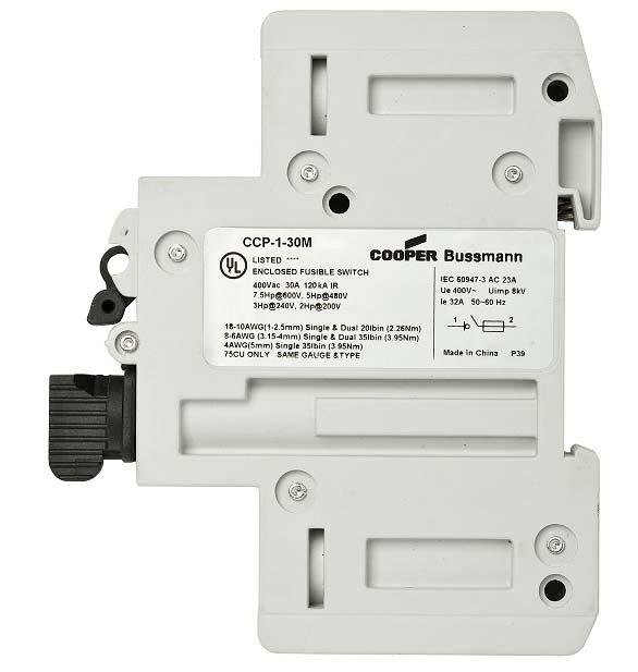 Value - Better Unmatched performance in electrical protection CCP is rated 120kA with 10x38 IEC Fuses