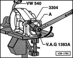 Page 11 of 31 39-155 - Bolt on 3304 bracket with two hex-head bolts M8 x 30. - Differential must be supported when tightening nut (e.g. using VAG1359/2 universal mount and transmission hoist VAG1383A).
