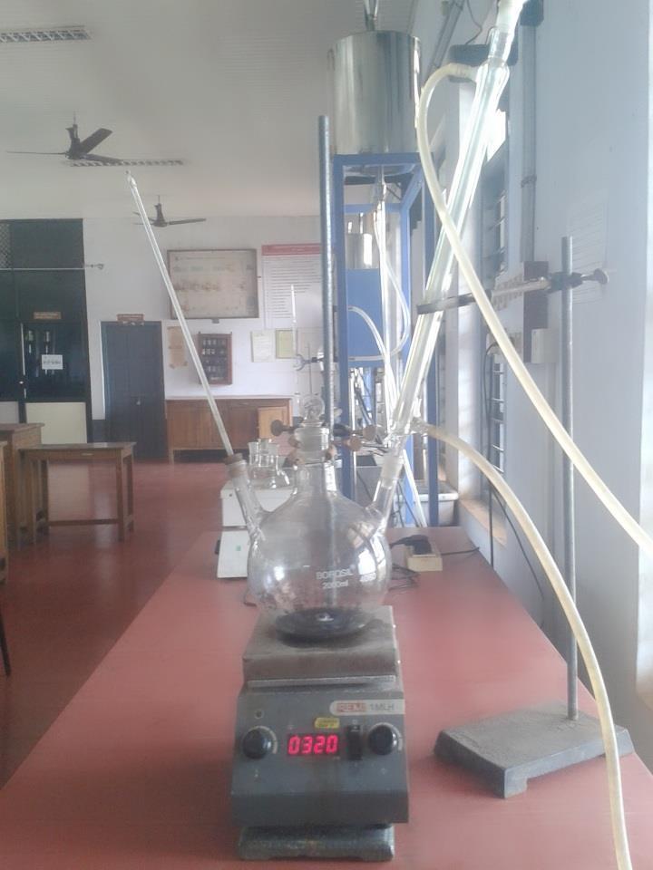 inside the reactor as well. The temperature and rpm was controlled. 25 gm of oil (Sample 05) was taken in the setup. Heat is supplied to the setup using a magnetic stirrer heating mantle.