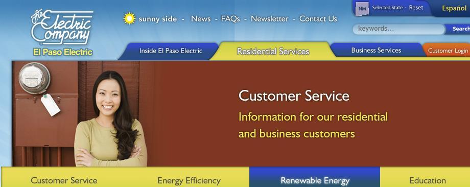 epelectric.com 2. Click on the Residential Services tab on the top of the page. 3. Select the appropriate State of service: 4.