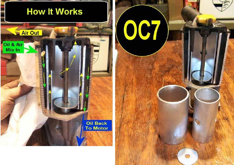 ALL MOTORS: Modifying the Oil Separator The oil separator is the aluminum canister at the front of the motor with the black cap and the yellow knob on it that says OEL.