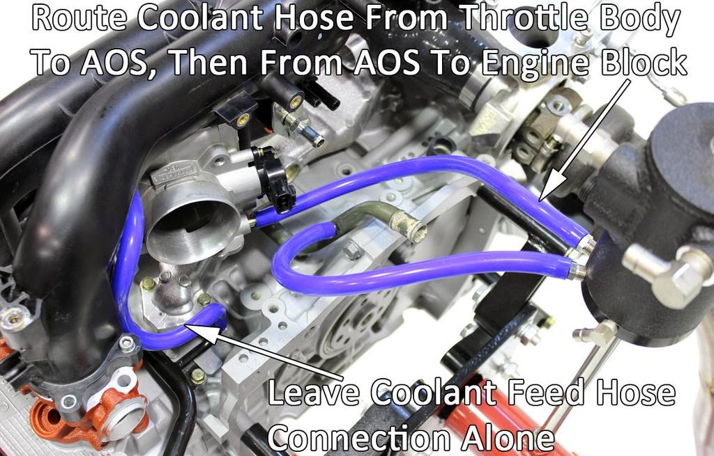 2008+ WRX coolant hose routing shown above. Diagram shows simplified path to help visualize routing. e.