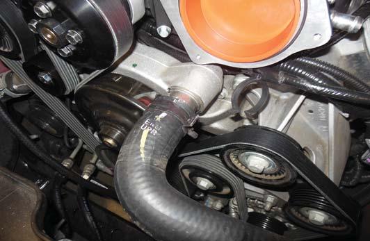 172. Re-connect the OEM radiator hose to the water pump hose barb using the