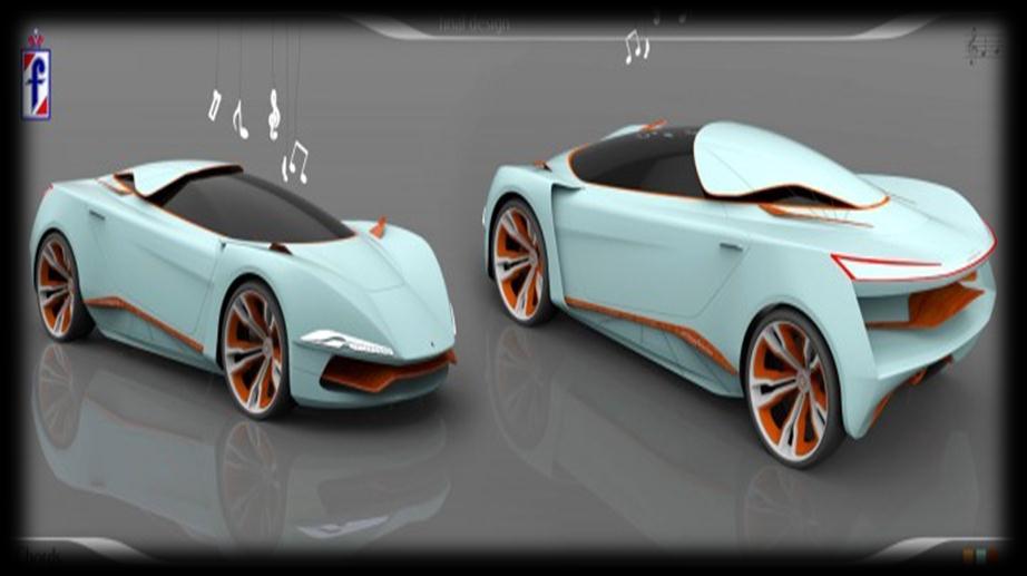 The Pininfarina Chords Concept is a design study of a futuristic, compact sportscar inspired by the vibrations of strings in musical instruments.