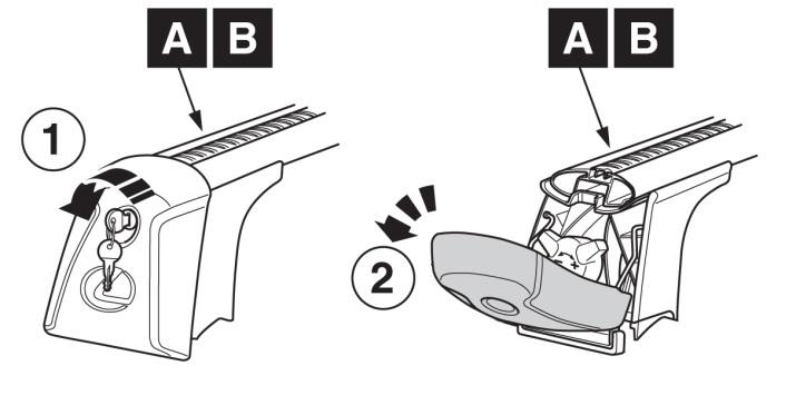 (d) Insert the key to unlock and open the end covers (Fig 2-4). Leave the keys in the locks until the installation is complete. Fig.