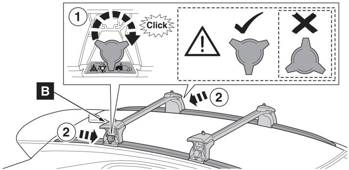(e) Tighten the driver s side adjustment knob until it clicks (Fig. 4-5). Fig. 4-5 (f) After the first click, turn the knobs clockwise until they point down (Fig. 4-6).