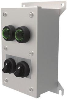 selector switches, ammeters and terminal blocks. Entry holes can be located on all sides.