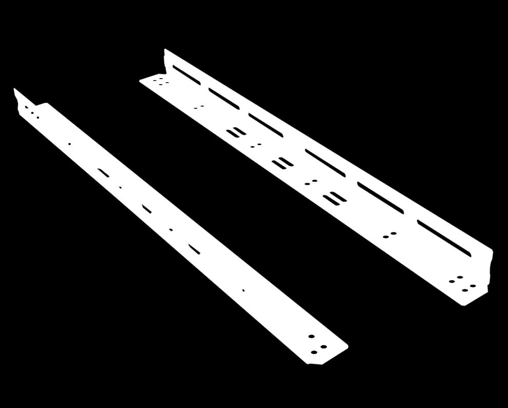 The horizontal sections of the sup ports are pre-punched to allow the chassis trays to be fitted without further drilling.