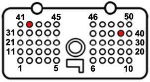 There are two separate ECM wiring blocks one 60-pin connector and a 50- pin connector. Remove the 50-pin connector (#3 on picture to the right).