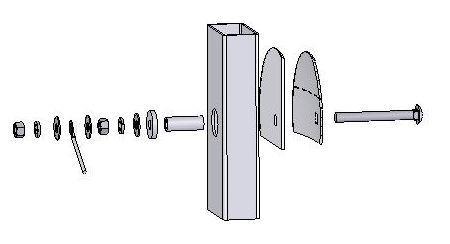 The disc will need to be placed on the baler lining up the center of the bolt with the location 2 (51mm) up from bottom and 2 in from the back of the chamber.