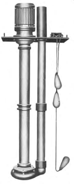 steel sleeves) lubricated by the handled liquid or optional by external clean water. Discharge connection above the pit cover.