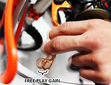 Optimal Freeplay Gain yields ~1/8 (3mm) of clutch lever movement, measured at the ball end of the lever.