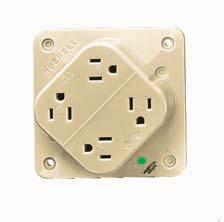 15 and 20 Ampere, 125 Volts 2 Pole, 3 Wire rounding SNAPConnect, Single and 4-PLEX Receptacles Hubbell-Pro Series SNAPConnect Duplex Hospital grade, flush, nylon face Almond SNAP8200AL SNAP8300AL