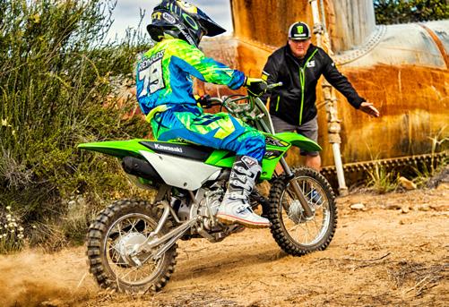 The KLX110L motorcycle is the bigger brother to the KLX110 off-road motorcycle.