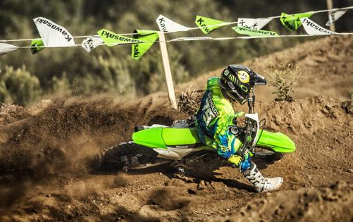 POSITION; AND SHARP FACTORY LOOKS JUST LIKE THE KX450F. WITH THESE NEW GENERATION KX85 MODELS, PUSHING TO THE FRONT OF THE PACK HAS NEVER BEEN SO EASY OR SO MUCH FUN.