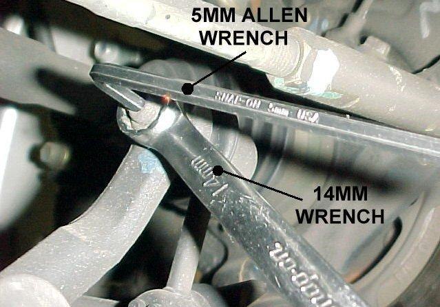 Use a 14mm wrench and a 5mm Allen wrench to