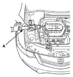 Fig. 3: Applying Pressure To Radiator 4. Inspect for engine coolant leaks and a drop in pressure. 5.