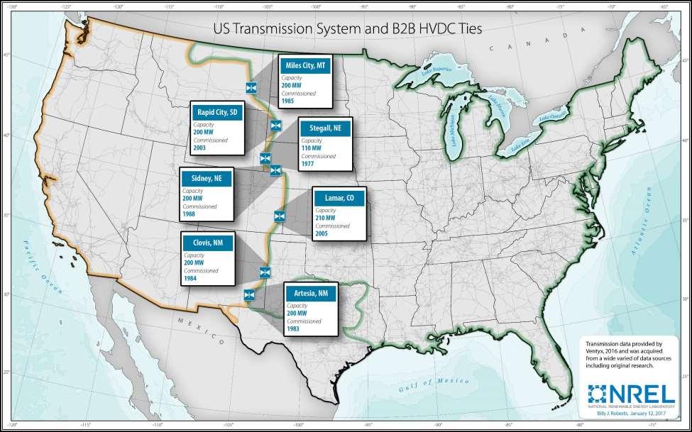 WI & EI Back-to-Back HVDC Ties Western Interconnection (WI) Eastern