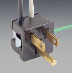 SNAP-IN CONVENIENCE OUTLETS 2-Pole 3-ire rounding Snap-In Convenience Plug CONVENIENCE OUTLETS AND RECEPTACLES Cat. No. 1373: 3-wire grounding power plug. Molded plastic body, black or white.