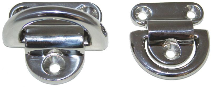 steel eye plates with 2 piece body and dee ring that folds down and is only 14mm high, when not in use.