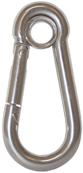 . (suggested working load) is approx 25% of ultimate breaking load Snap ooks ith Eye - Stainless Steel 316 grade stainless steel spring snap hook with a ferrule rope eye