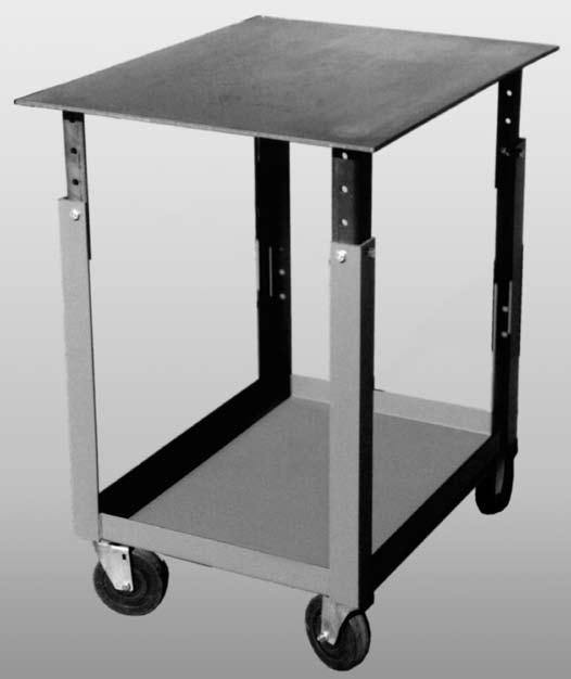 THE WARREN WORK TABLE Size - 24" x 30" x 36" Height is adjustable 30" to 36" Weight capacity - 800 lbs.