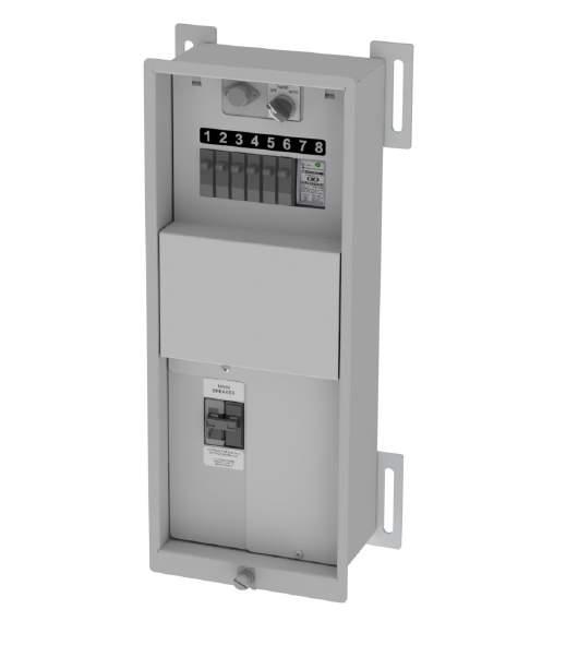 base service disconnect with surge protection bsd1x24cqs Features/Specifications: 8 CCT panel 22kA surge protector Available in: Marine grade aluminum powder coated PC 101 Grey Stainless steel 304