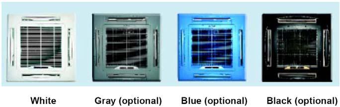 Features (8) Different color panels for choose: White Gray Blue Black (9) Swing angle of louver 1)