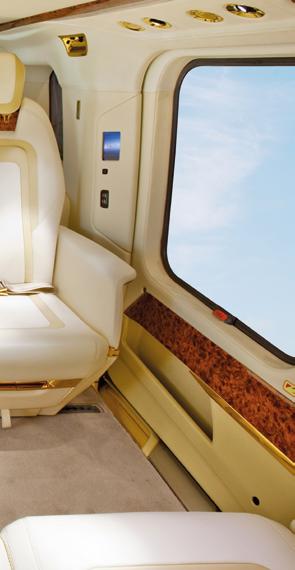 POWER BOARDROOM IN THE SKY With decades of experience crafting tailored interiors, Leonardo Helicopters offers a