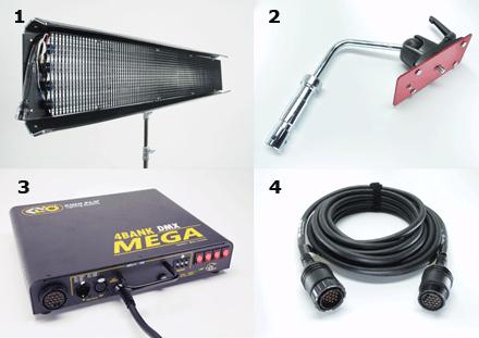 DMX has "Auto Terminate" feature Same ballast runs 6ft and 8ft lamps Operates at 1/10th the power of conventional tungsten softlights UL listed, CE approved Mega 4Bank DMX System The first thing to