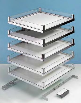 Interior fittings for larder units Convoy Lavido Set of 5 Convoy Lavido shelves Shelves with elegant glass rail for cabinet width 600 mm For hooking into the Convoy Lavido support profile Load