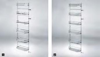 Interior fittings for larder units Dispensa Duo Door shelf For use on left or right door Cabinet width 450, 500 and 600 mm Load capacity 20 kg (cabinet width 450 / 500 mm) or 25 kg