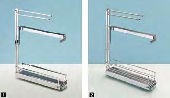 Height 599 mm Steel Pull-out towel holder 1 pull-out frame with: 2 towel holders, 1 structural metal shelf 2 front connections Page reference: For matching divider bars, see page 902 Article Order no.