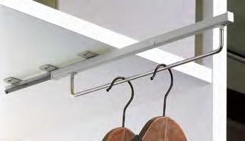 Interior fittings for wardrobes Coat hanger holder Coat hanger holder with drawer runner based on Quadro For installation under the shelf Top running performance 25 kg load capacity
