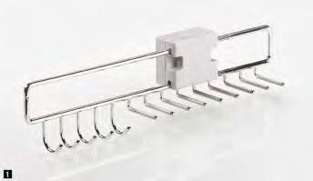Interior fittings for wardrobes Tie and belt rack Telescopic tie / belt rack For installation on carcase side Fitting usable right or
