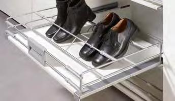 Interior fittings for wardrobes Amari pull-out shoe rack frames Amari pull-out shoe rack frame Installation between carcase sides or also with adapter on the Amari 200 shelf system Pull-out basket