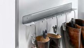 Interior fittings for wardrobes Boot holder, shoe rack Boot holder For screwing onto the carcase side Removable hooks with boot clamps for holding 5 pairs of boots Clamps with