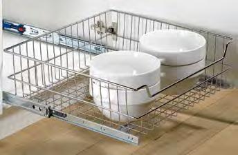 Base unit interior fittings Internal pot-and-pan drawers Width adjustable pull-out baskets 35 kg with ball bearing runner and Silent System With KA 4532 ball bearing runner incl.