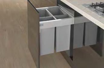 Waste collecting systems Waste collecting systems behind front panels ArciTech Pull Top running waste collecting system for ArciTech drawer, 94 mm high ArciTech Pull frame is fitted instead of drawer