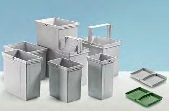 Waste collecting systems Waste collecting systems behind front panels InnoTech Pull For fitting any chosen component in the InnoTech Pull frame Plastic bin with sturdy double handle As standard, all