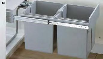 plastic 2 bins Complete fitting with full extension runner and lid Article Capacity Width x depth x height mm Order no.
