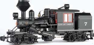 STEAM LOCOMOTIVES 1:20.3 Two-Truck Climax Locomotive Performs best on 4' diameter curves or greater. Standard Pack: 1 $1500.