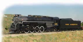 STEAM LOCOMOTIVES 2-8-4 BERKSHIRE STEAM LOCOMOTIVE & TENDER with OPERATING HEADLIGHT (DCC EQUIPPED) Performs best on 22" radius curves or greater.