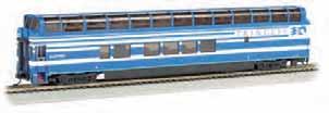 SILVER SERIES ROLLING STOCK 89' COLORADO RAILCAR FULL-DOME PASSENGER CAR with LIGHTED INTERIOR Performs best on 22" radius curves or greater. Suggested price: $79.