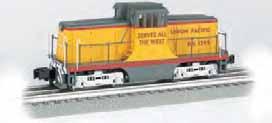 DIESEL LOCOMOTIVES AND HANDCAR GENERAL ELECTRIC 44-TON CENTER-CAB SCALE SWITCHER Navigates O-27 curves Length 9" Height 3.25" Suggested price: $429.