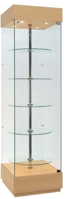 SR7 Size w x d x mm h Square rotary showcase 5 adjustable circular rotating glass shelve