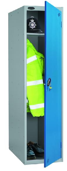 POLICE LOCKER: STANDARD DUTY 550mm PC DOOR WIDTHS 396 PLAIN VENTED PERFORATED TRESPA SOLID LAMINATE TOP SHELF 240mm WELDED PLINTHS BETWEEN COMPARTMENTS THROUGH FRAME LOCKING SYSTEM FIVE KNUCKLE
