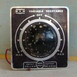 Other Railway 3.235 Electrical items H & M. Variable Resistance Control Knob.