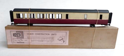 1.364 Other 0-gauge Coaches - U.K. CCW (Believed) kit-built wooden bodied Corridor/Brake Coach, carcase only. Without bogie sub-frames.