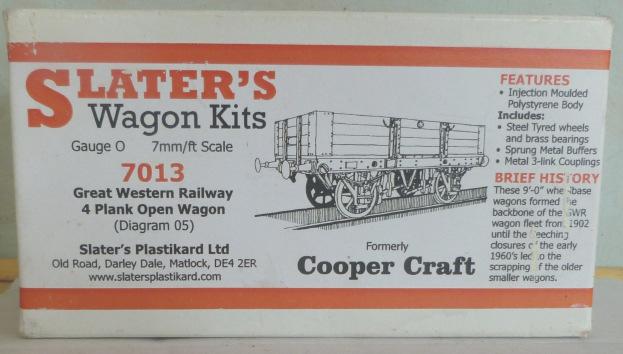 1.388B Slater's (ex Cooper Craft) Wagon Kit 7013 - G.W. 4-plank Open Wagon (Diagram 05). Unmade kit with instructions. In original box 1.